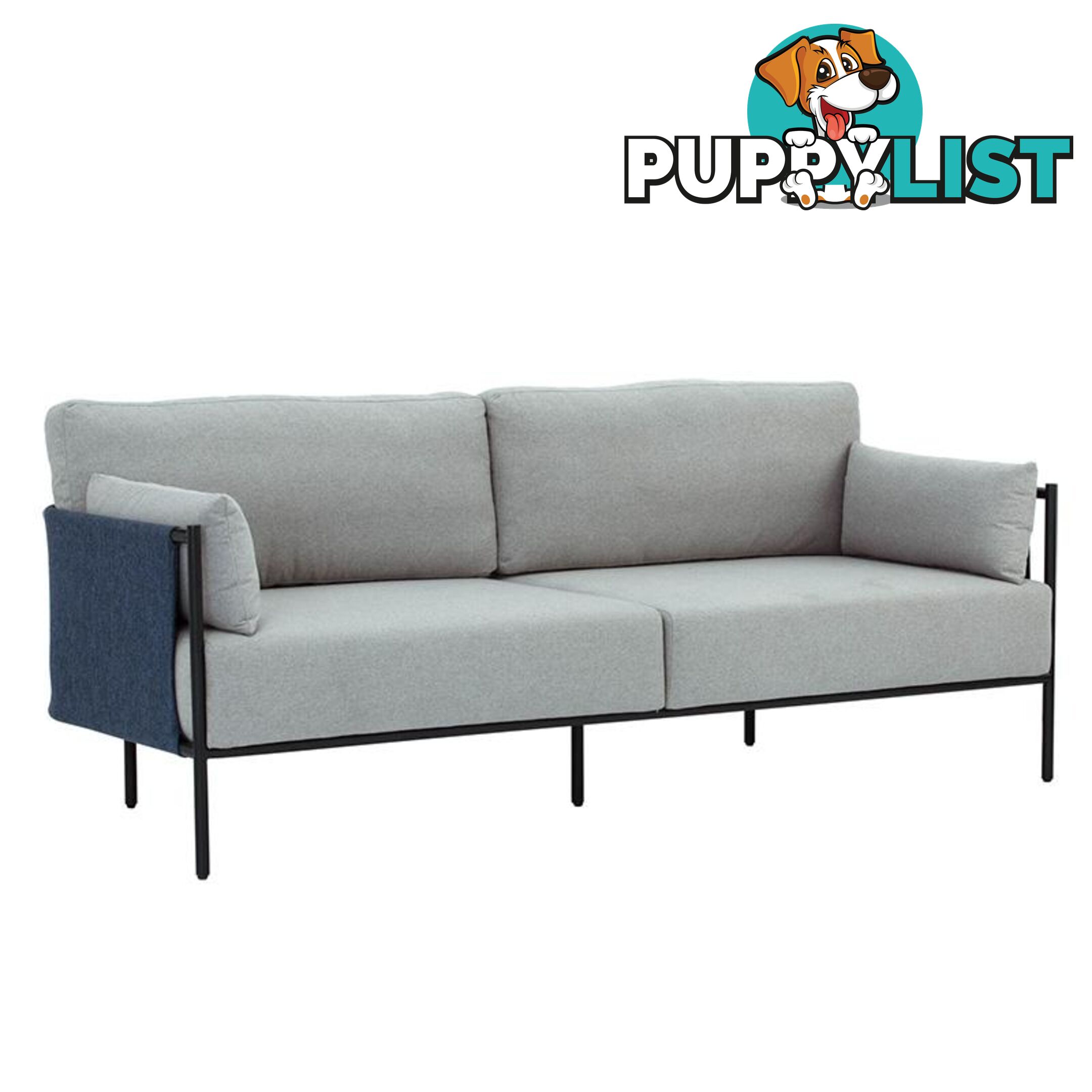 TREDIA 3 Seater Sofa - Silver & Midnight Blue - 233125 - 9334719006888