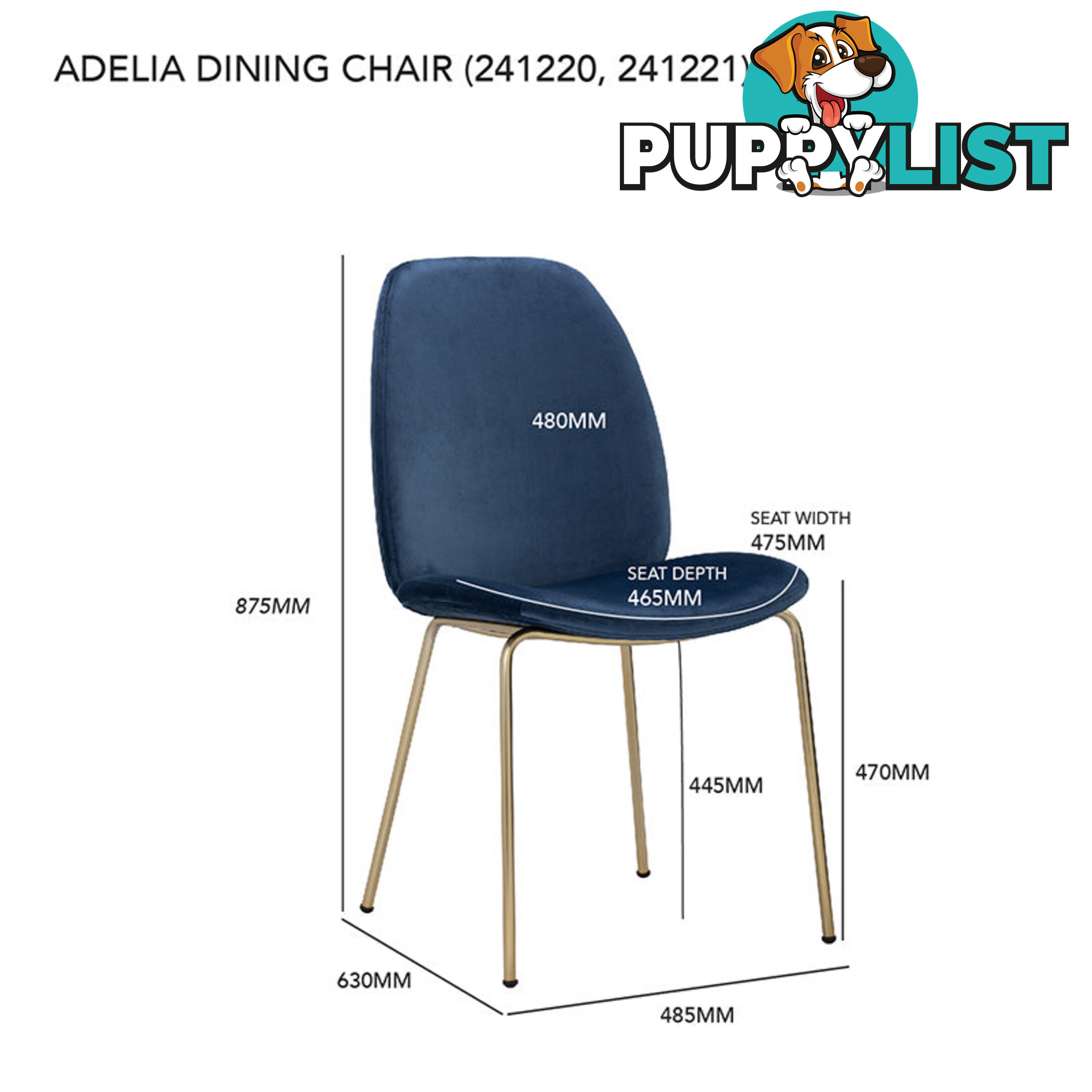 ADELIA Dining Chair - Tan & Black - 241220 - 5705994981704