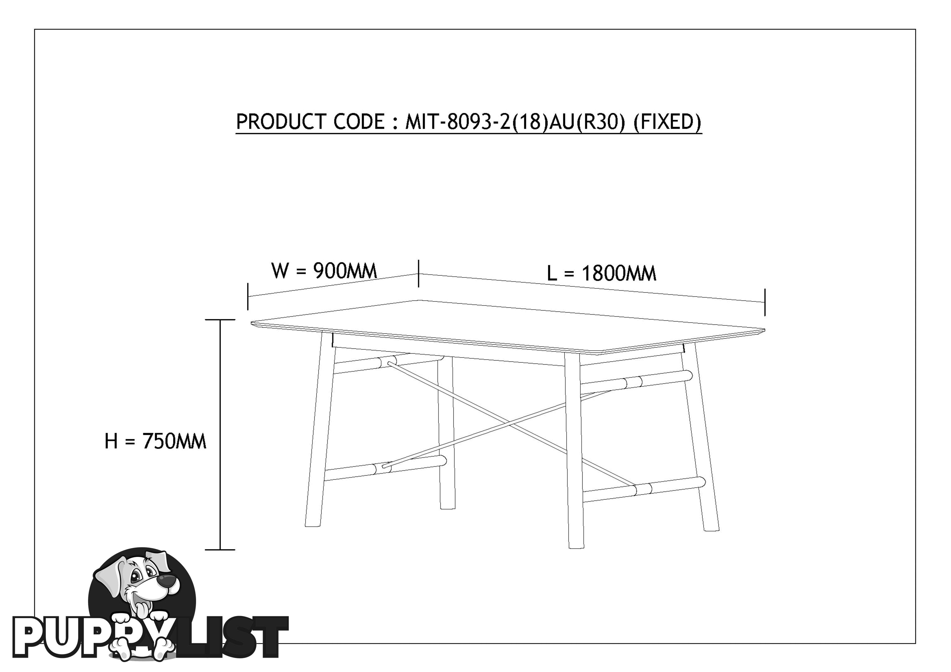 ZUMA Dining Table 1.8M - Natural - MI-T8093 - 9334719004167