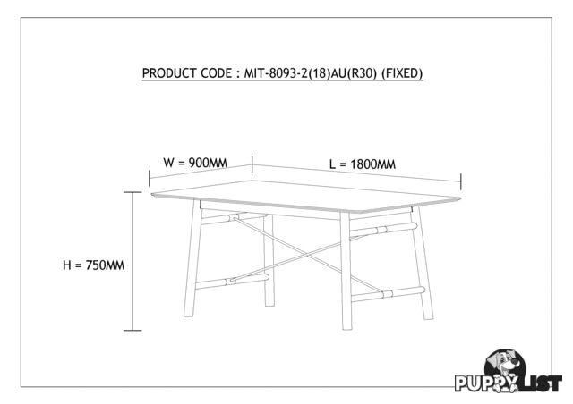 ZUMA Dining Table 1.8M - Natural - MI-T8093 - 9334719004167