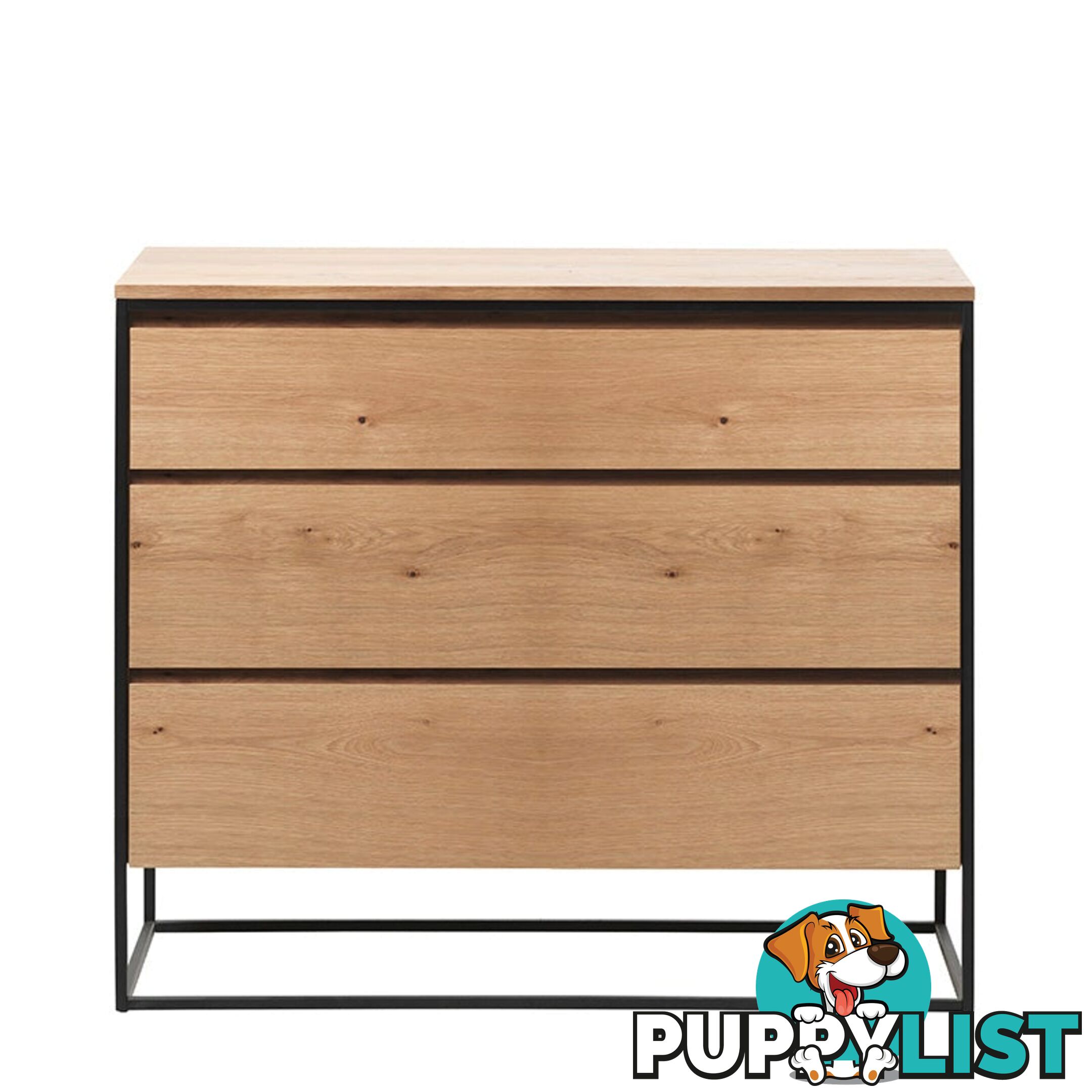 RIVOLI Chest of 3 Drawers - Natural Oak / Black - 44691020 - 5704745103341