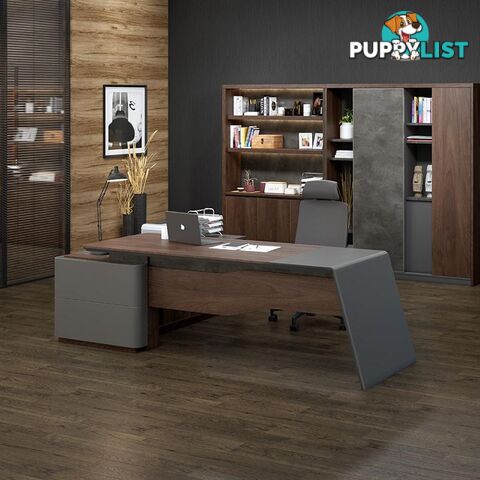 JAGGER Executive Desk Right Return 2.2M - Norica Walnut & Grey - MF-14MHM028 - 9334719010403