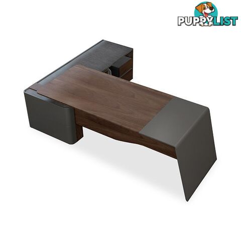 JAGGER Executive Desk Right Return 2.2M - Norica Walnut & Grey - MF-14MHM028 - 9334719010403