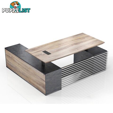 PHOENIX Sit & Stand Electric Lift Executive Desk with Right Return 2.2M - Warm Oak & Black - WF-N2201-SU-RIGHT - 9334719011622