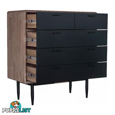 Binder Tall Sideboard 140cm Acacia Solid Wood - Sandblast & Black - 343012 - 9334719008998