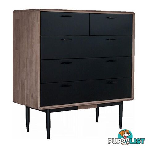 Binder Tall Sideboard 140cm Acacia Solid Wood - Sandblast & Black - 343012 - 9334719008998