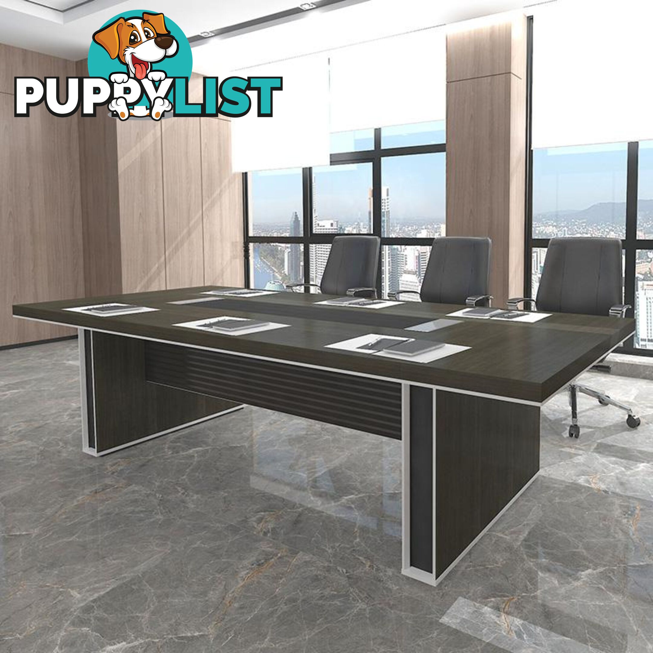 MATEES Boardroom Table 2.8M - Grey/ Brown - DF-BJSC1228 - 9334719010434