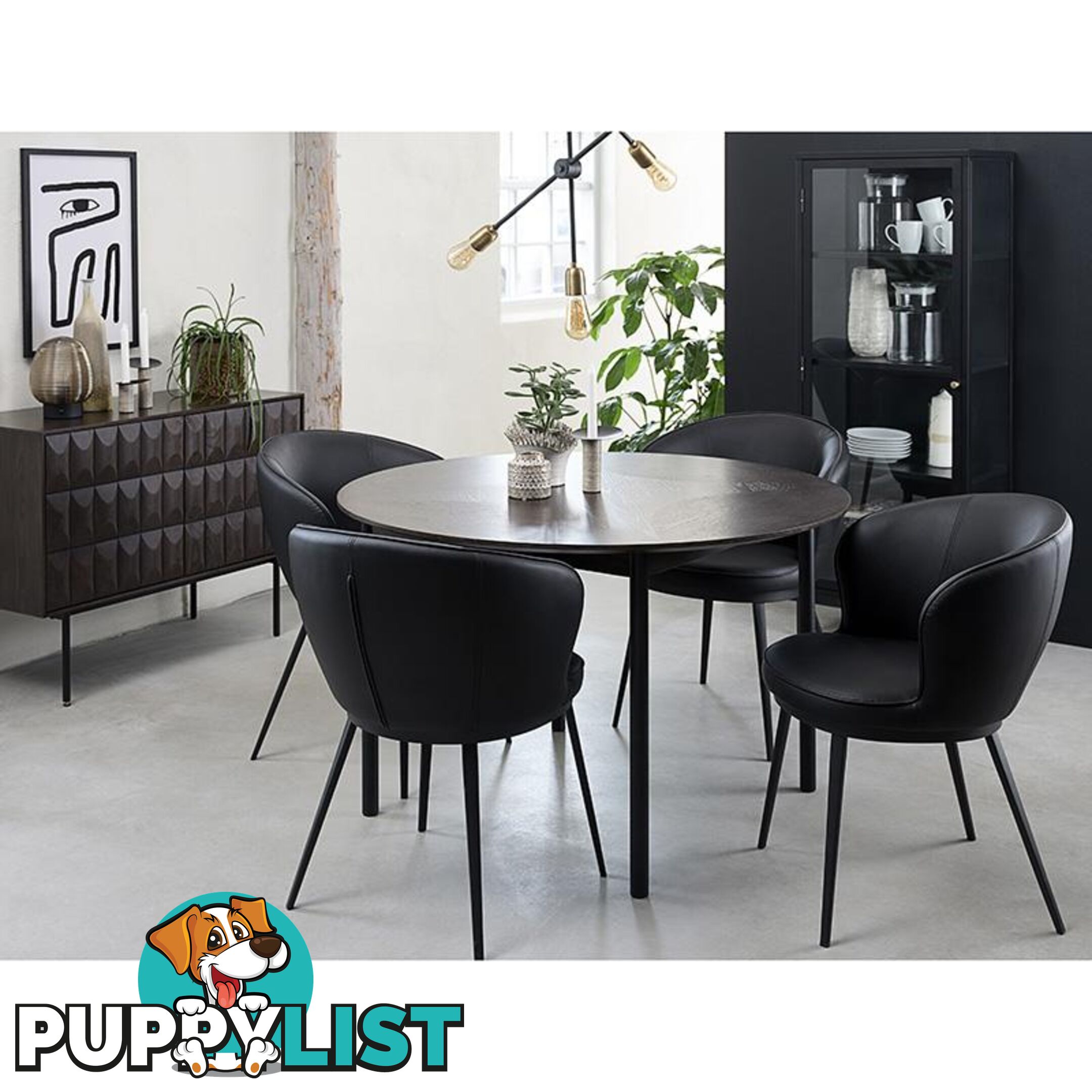 LATINA Round Dining Table 120cm -  Dark Brown / Black - 43603180 - 5704745100302