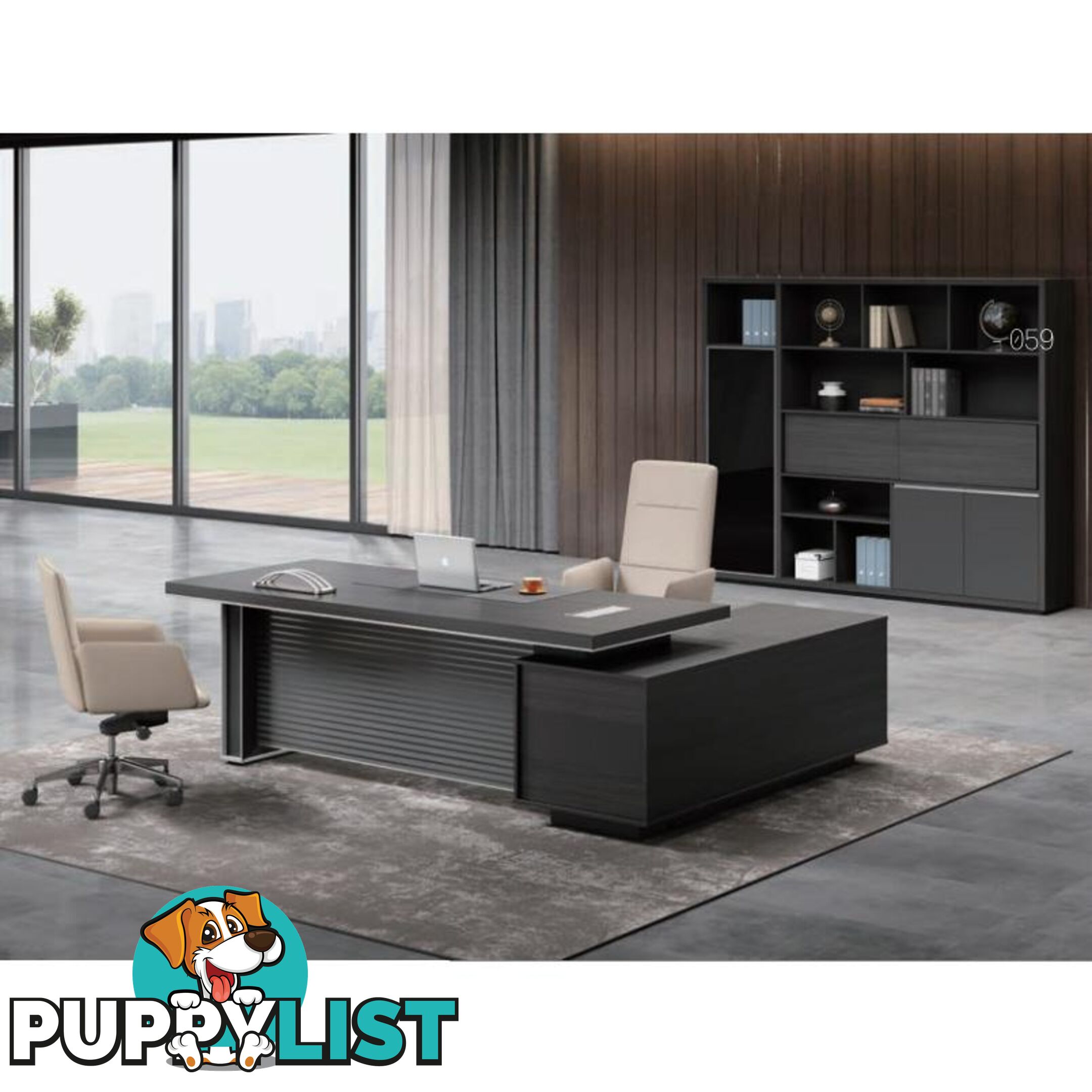 MATEES Executive Desk Reversible  2.4M - Grey/ Brown - DF-BJSD1124 - 9334719010359