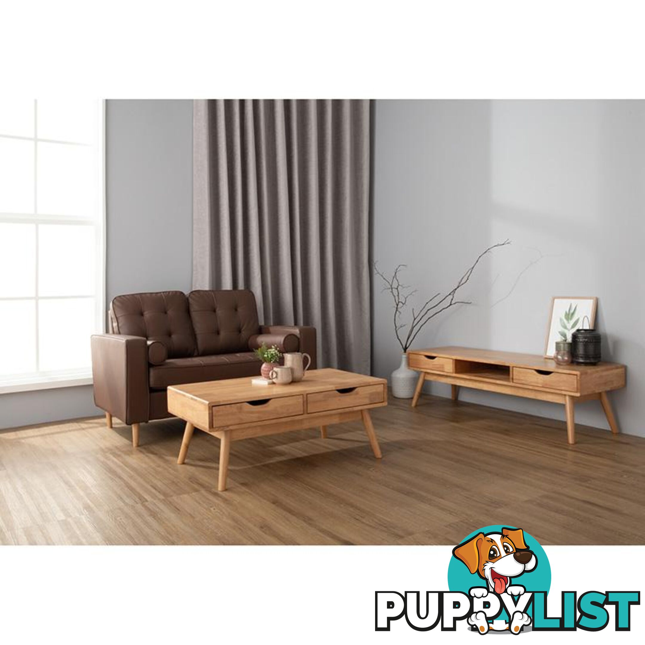 LAMAR Coffee Table with 2 Drawers 106cm - Natural - 133058 - 9334719000572