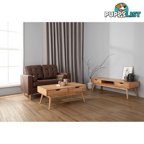 LAMAR Coffee Table with 2 Drawers 106cm - Natural - 133058 - 9334719000572