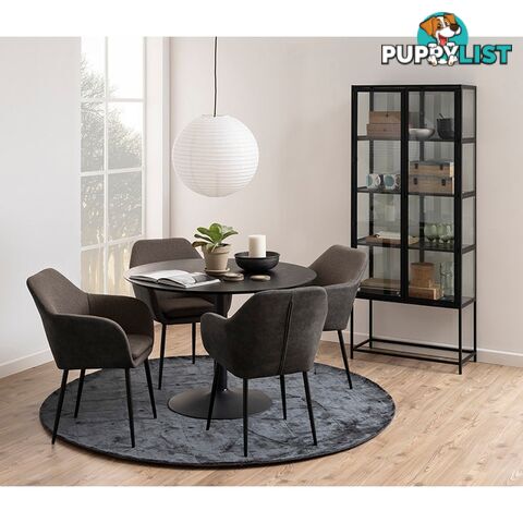 TITAN Round Dining Table 110cm - Black - AC-H000020291 - 5713941135223