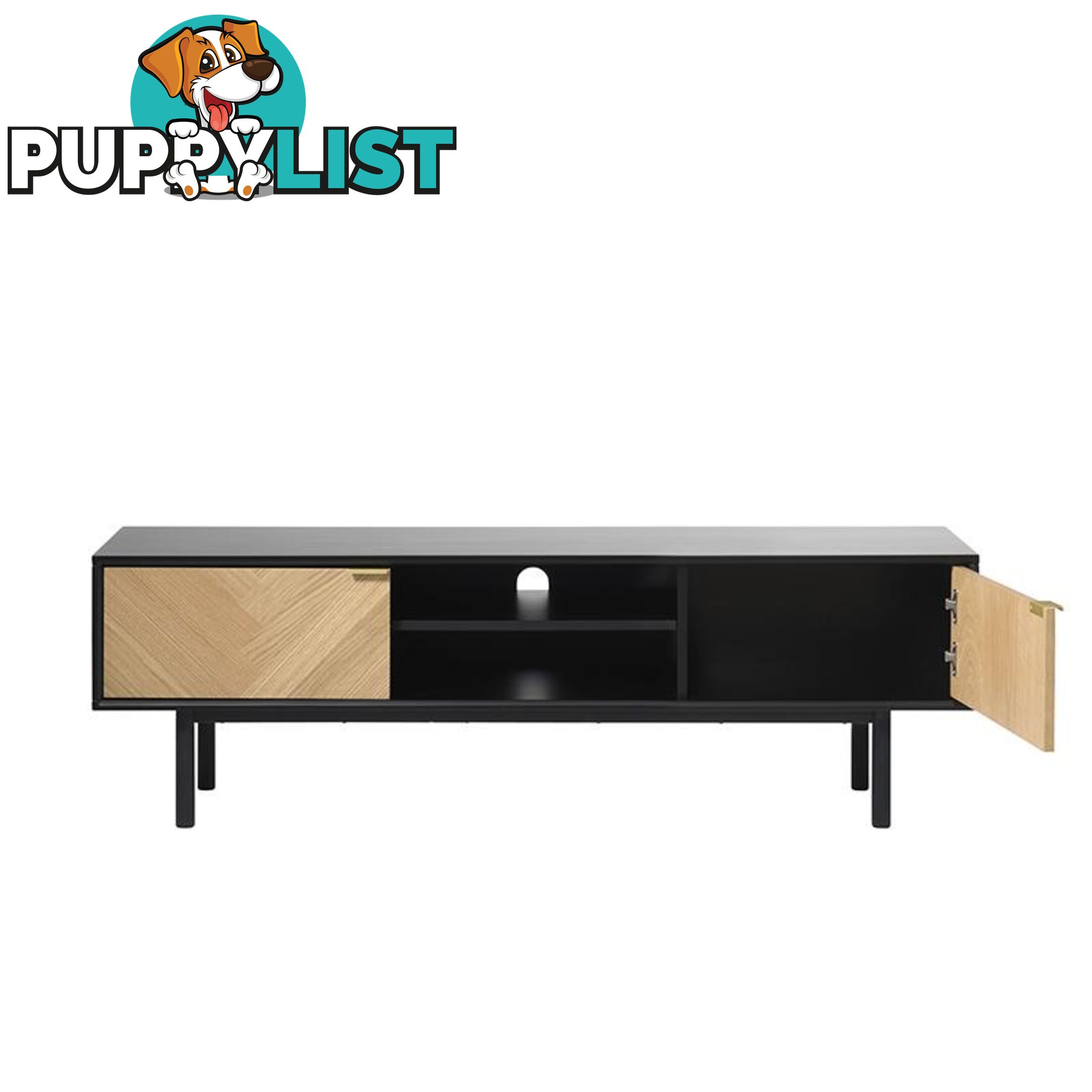 CALVI TV Entertainment Unit 1.6M - Natural & Black - 42153160 - 5704745089690