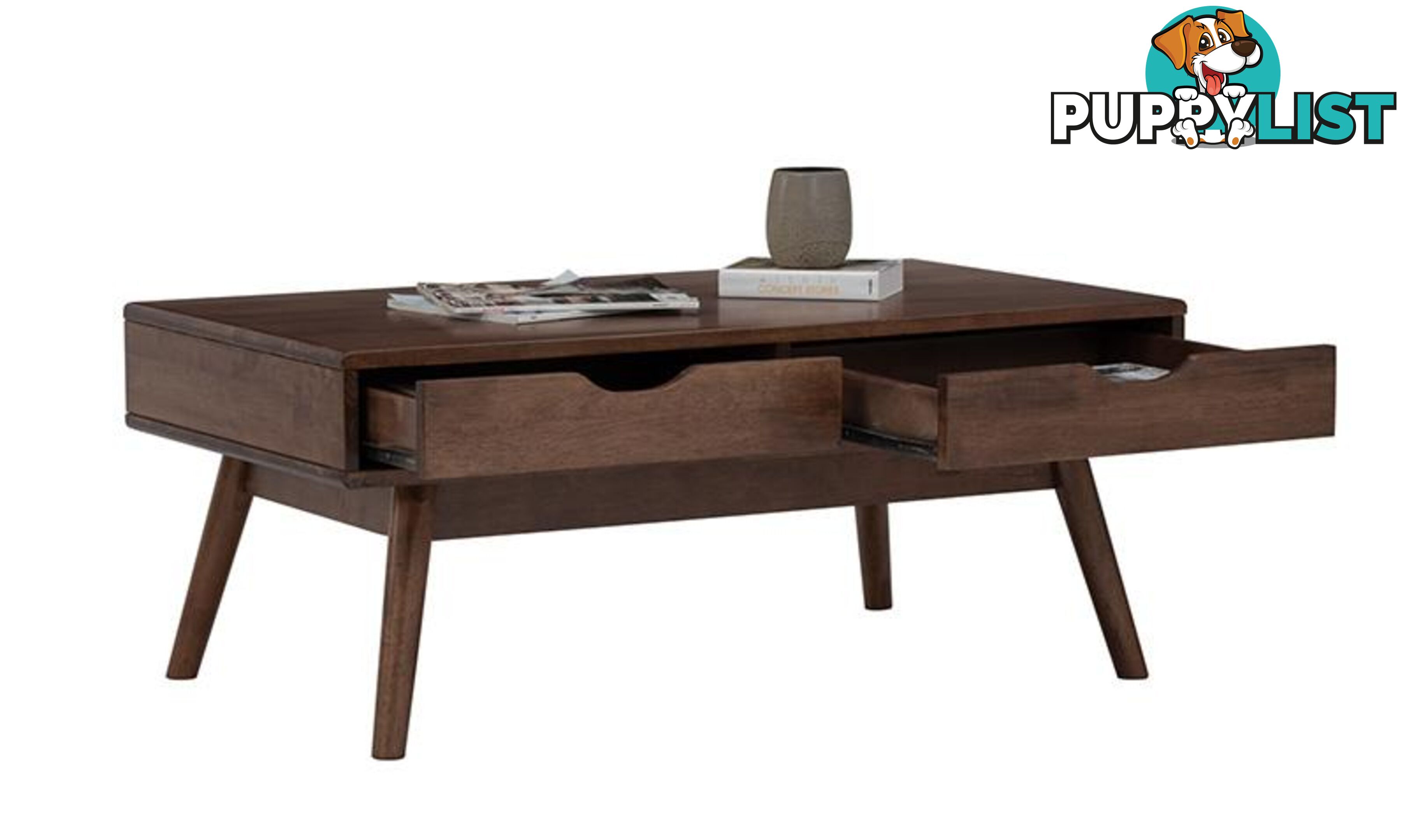 LAMAR Coffee Table with 2 Drawers 106cm - Walnut - 133053 - 9334719000565