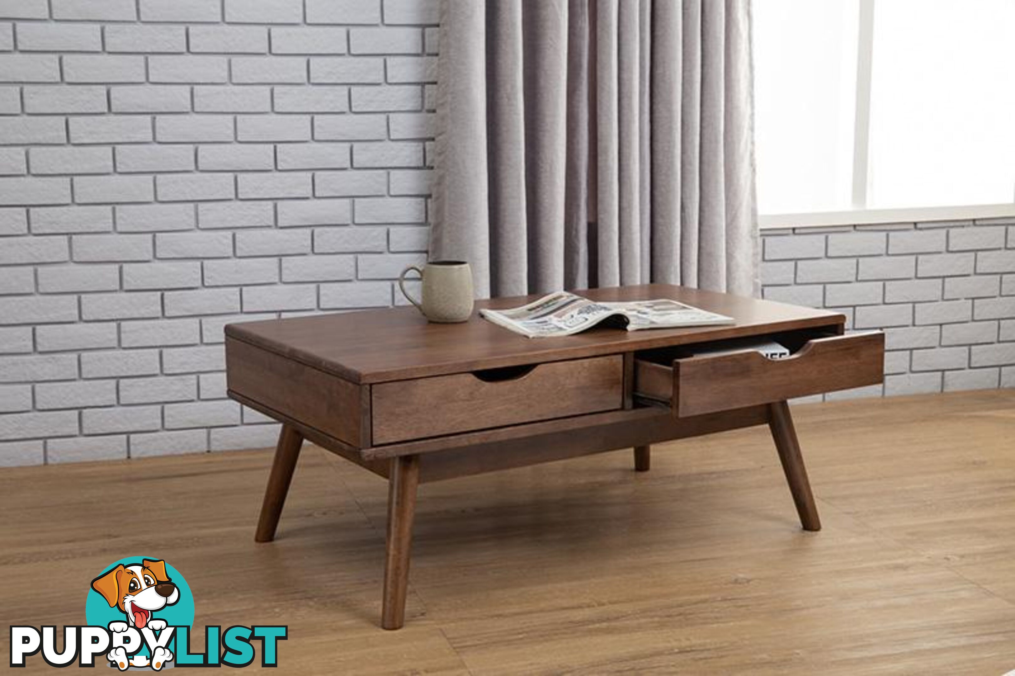 LAMAR Coffee Table with 2 Drawers 106cm - Walnut - 133053 - 9334719000565