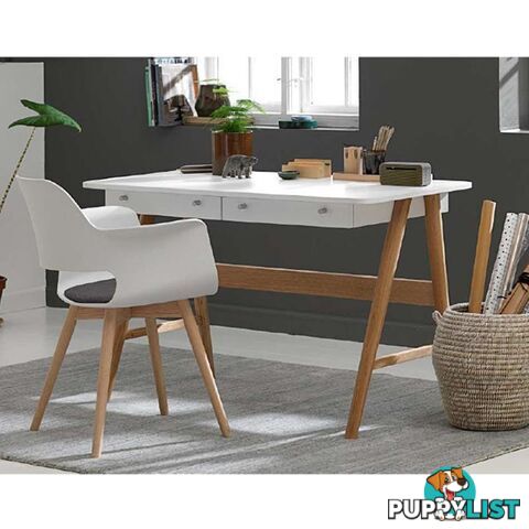 KAISU Study Desk 120cm -  White & Natural - 36472270 - 5704745068190