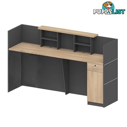 BELEN Reception Desk 1.8M - Acacia & Carbon Grey - MF-27RZJ047 - 9334719011769