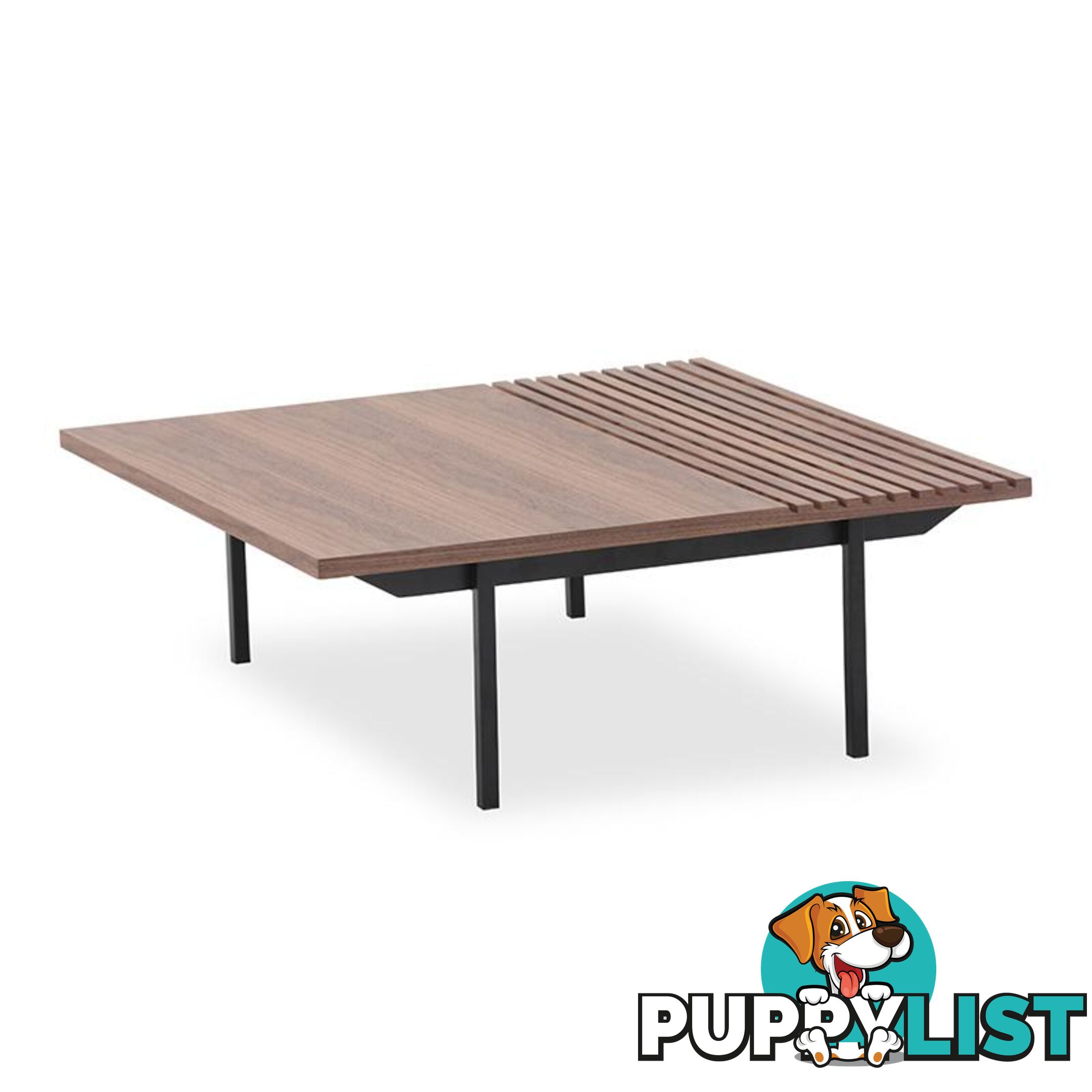 TOZZI Square Coffee Tables 85cm - Walnut & Black - DI-J5810B - 9334719010687