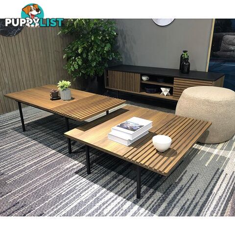 TOZZI Square Coffee Tables 85cm - Walnut & Black - DI-J5810B - 9334719010687