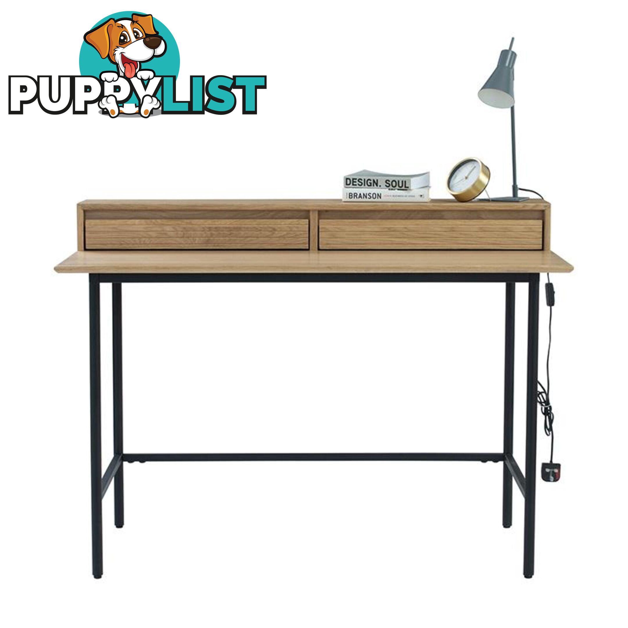 DOVER Study Desk 120cm - Natural & Black - 124018 - 9334719002781