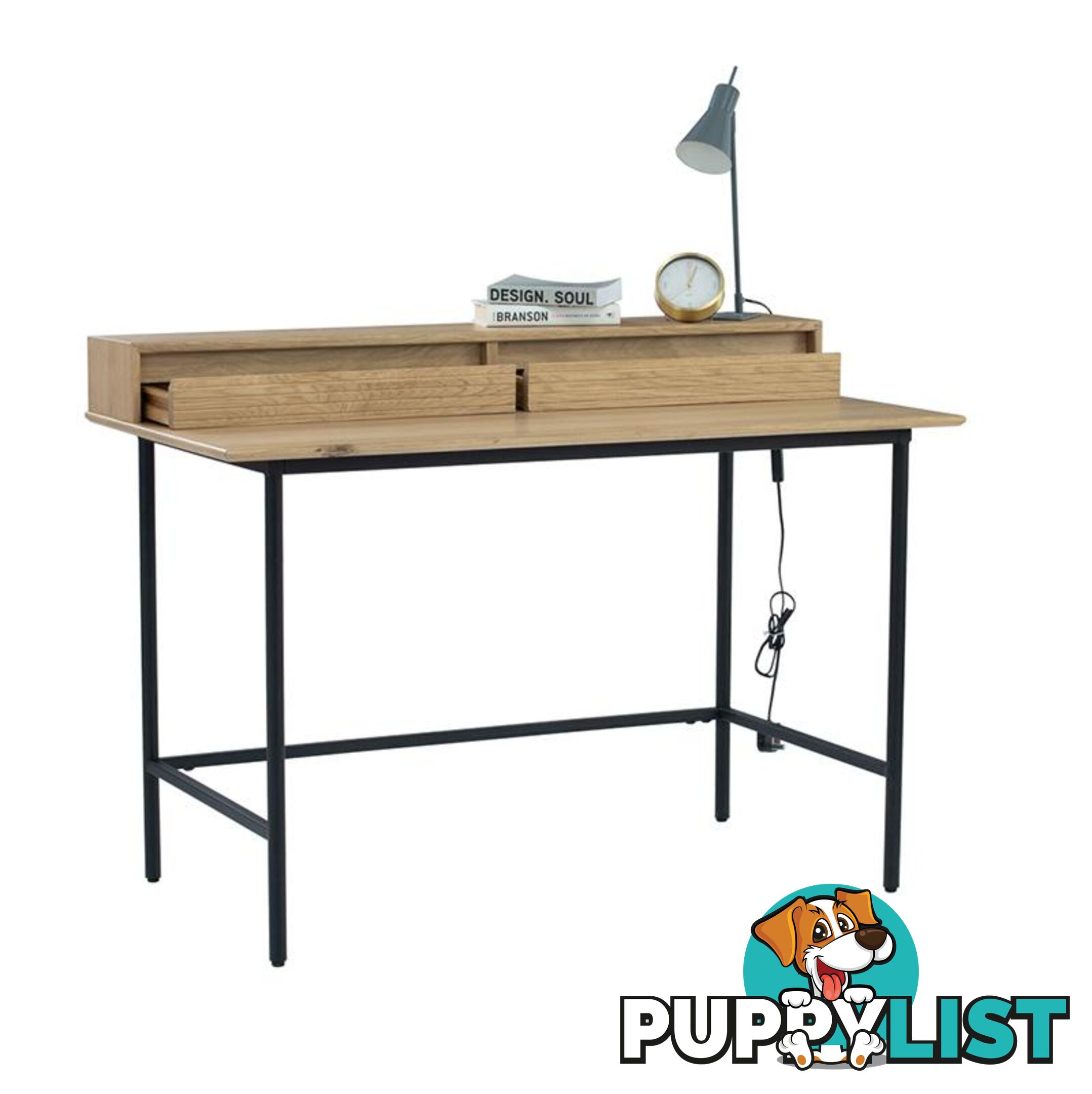 DOVER Study Desk 120cm - Natural & Black - 124018 - 9334719002781