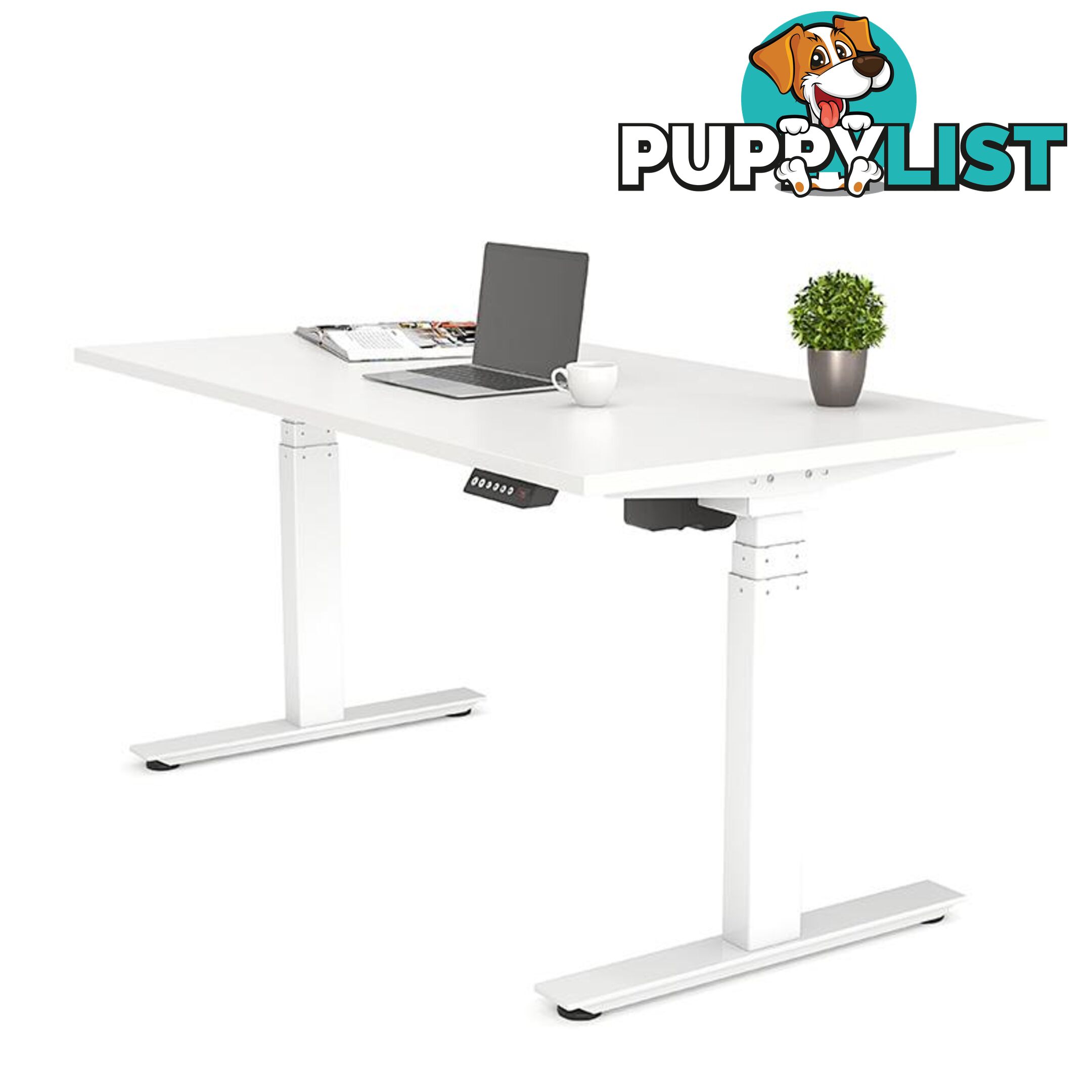 AGILE PRO Electric 2 Column Sit Standing Desk - 1200mm to 1800mm - White & Black - OG_AGE2SSD136