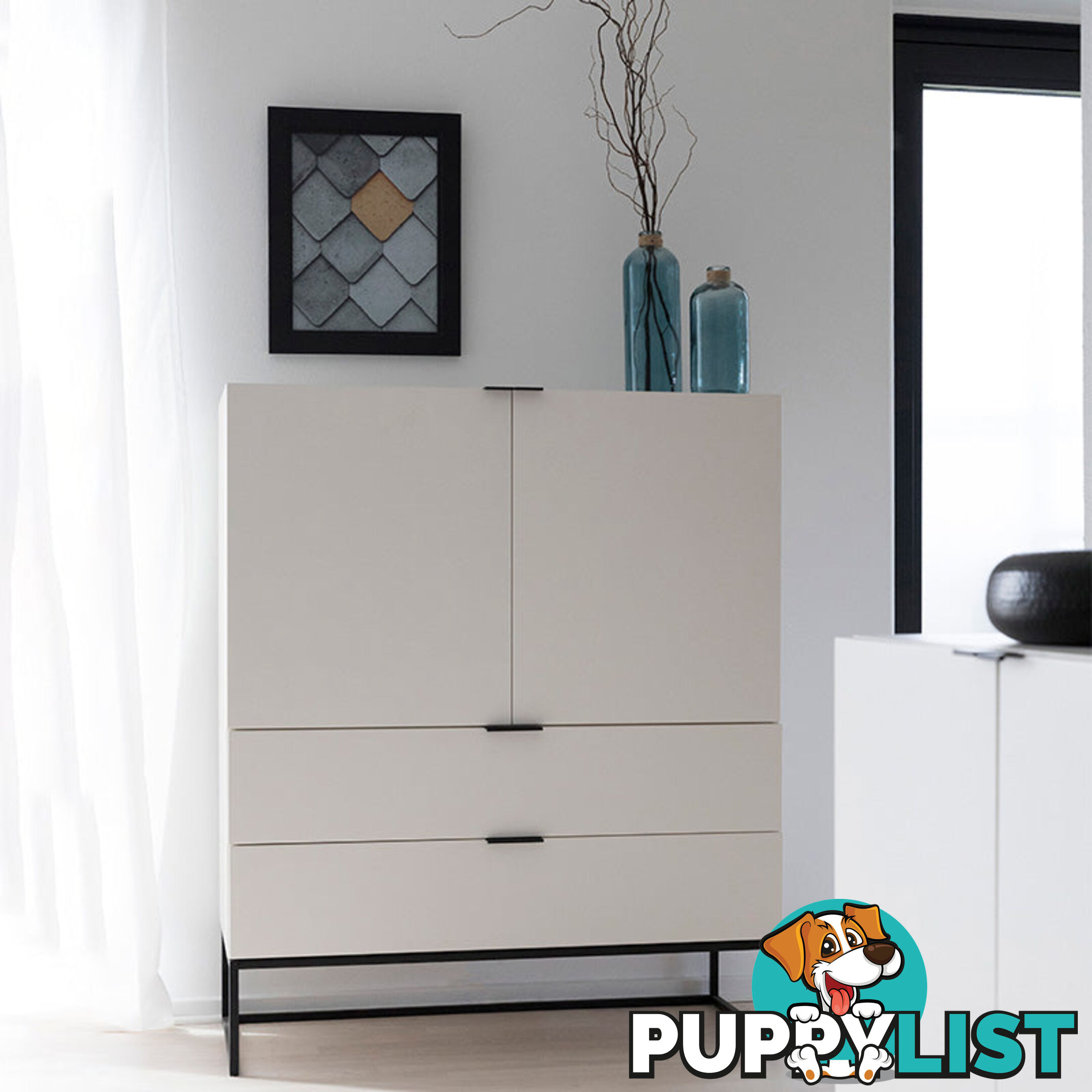 SVANA Tall Sideboard 100cm - White - AC-H000020354 - 5713941037718