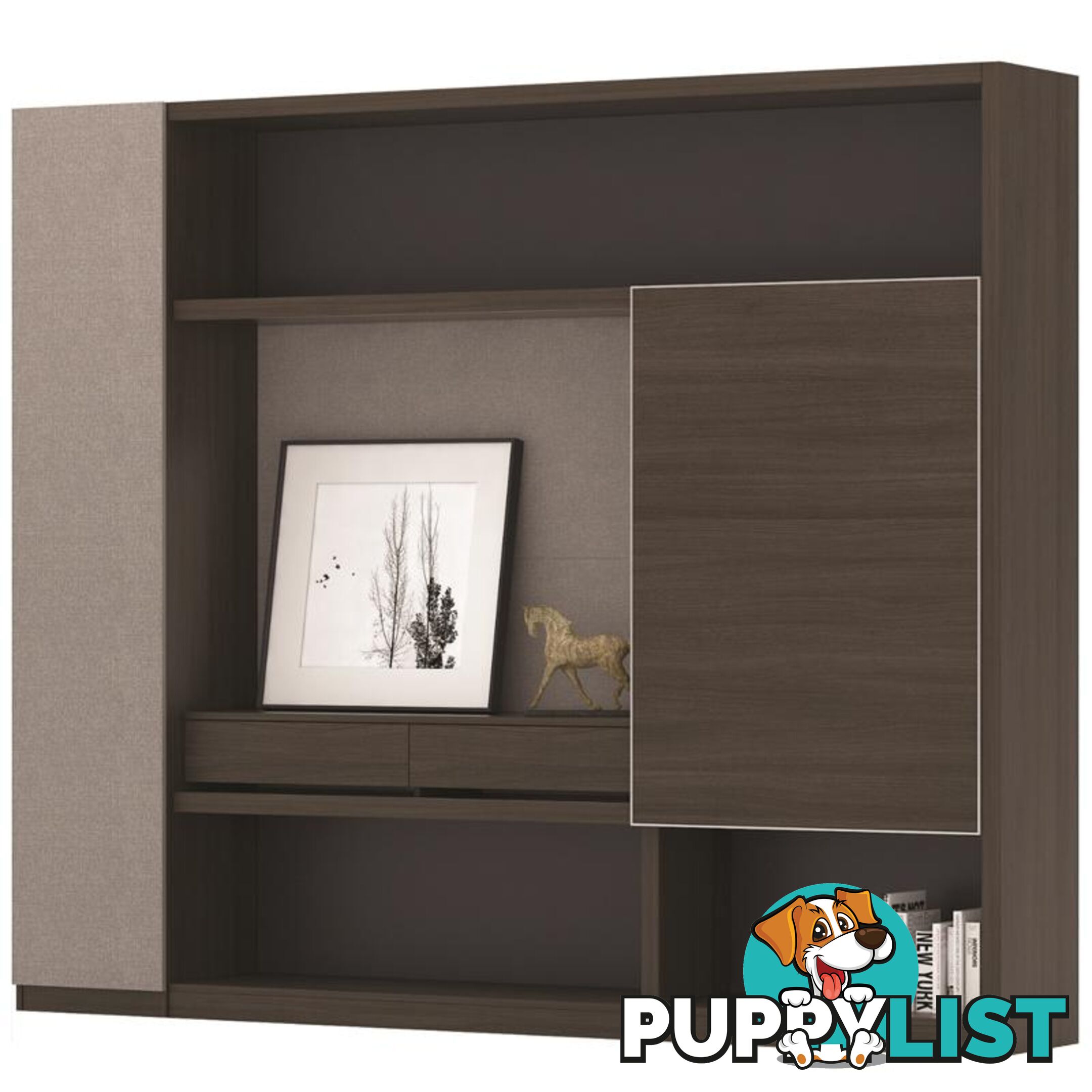 Carter Display Cabinet 2.4M - Coffee & Grey - MF-22BKD603 - 9334719001371