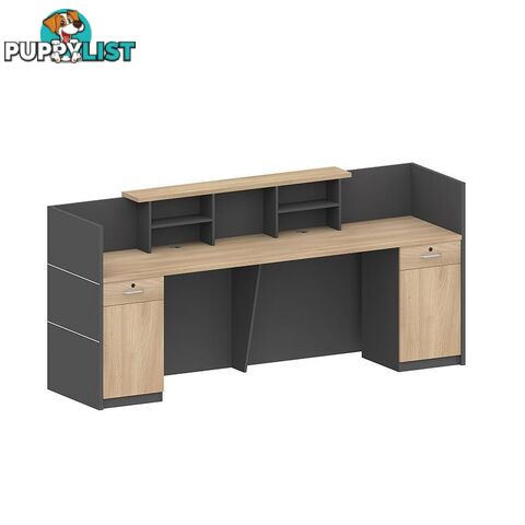 BELEN Reception Desk 2.4M - Acacia & Carbon Grey - MF-27RZJ049 - 9334719011776