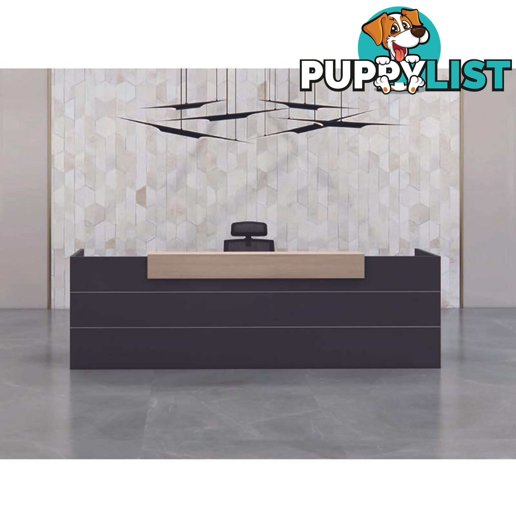 BELEN Reception Desk 2.4M - Acacia & Carbon Grey - MF-27RZJ049 - 9334719011776