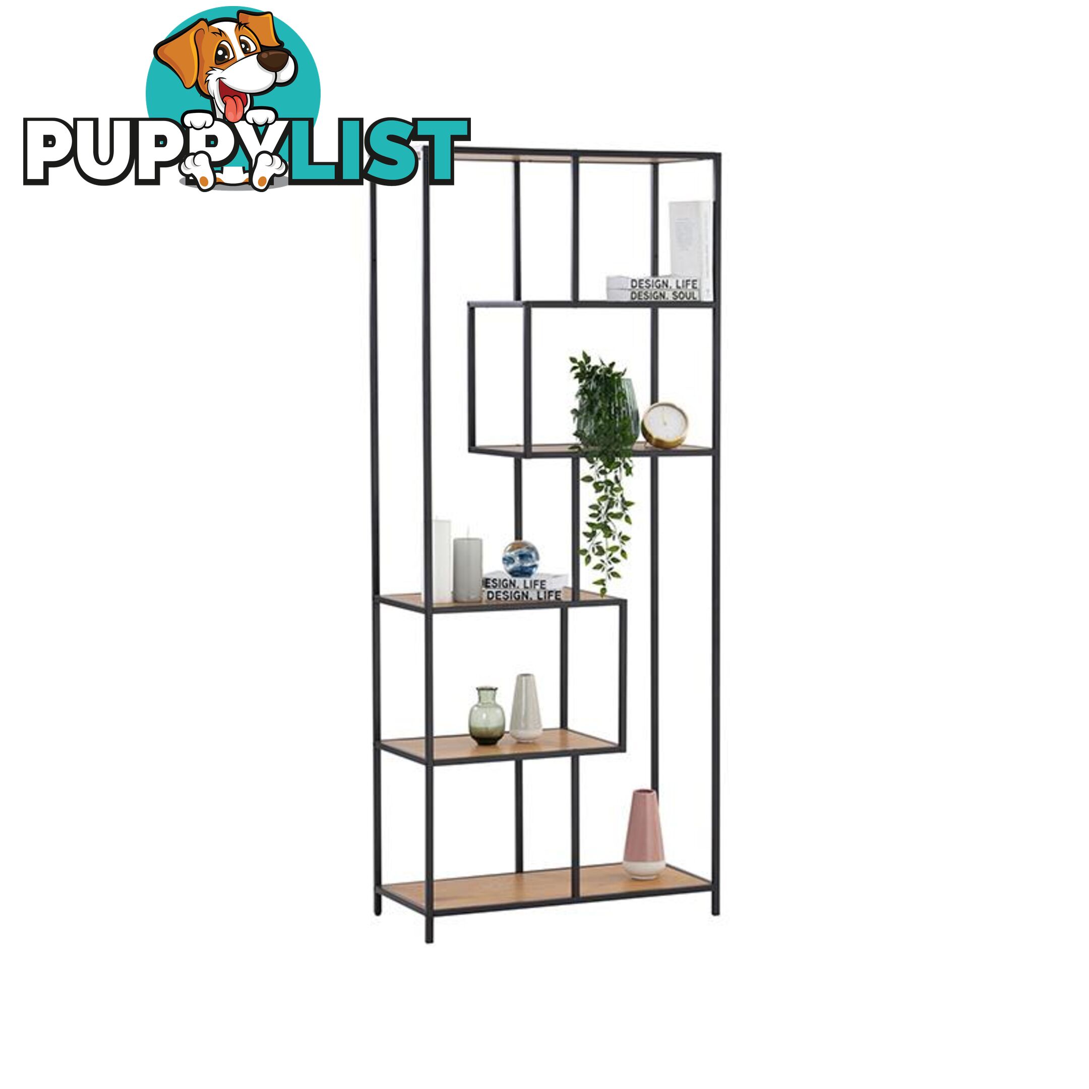 RUTHIN Bookcase - Black & Natural - 522007 - 9334719007410