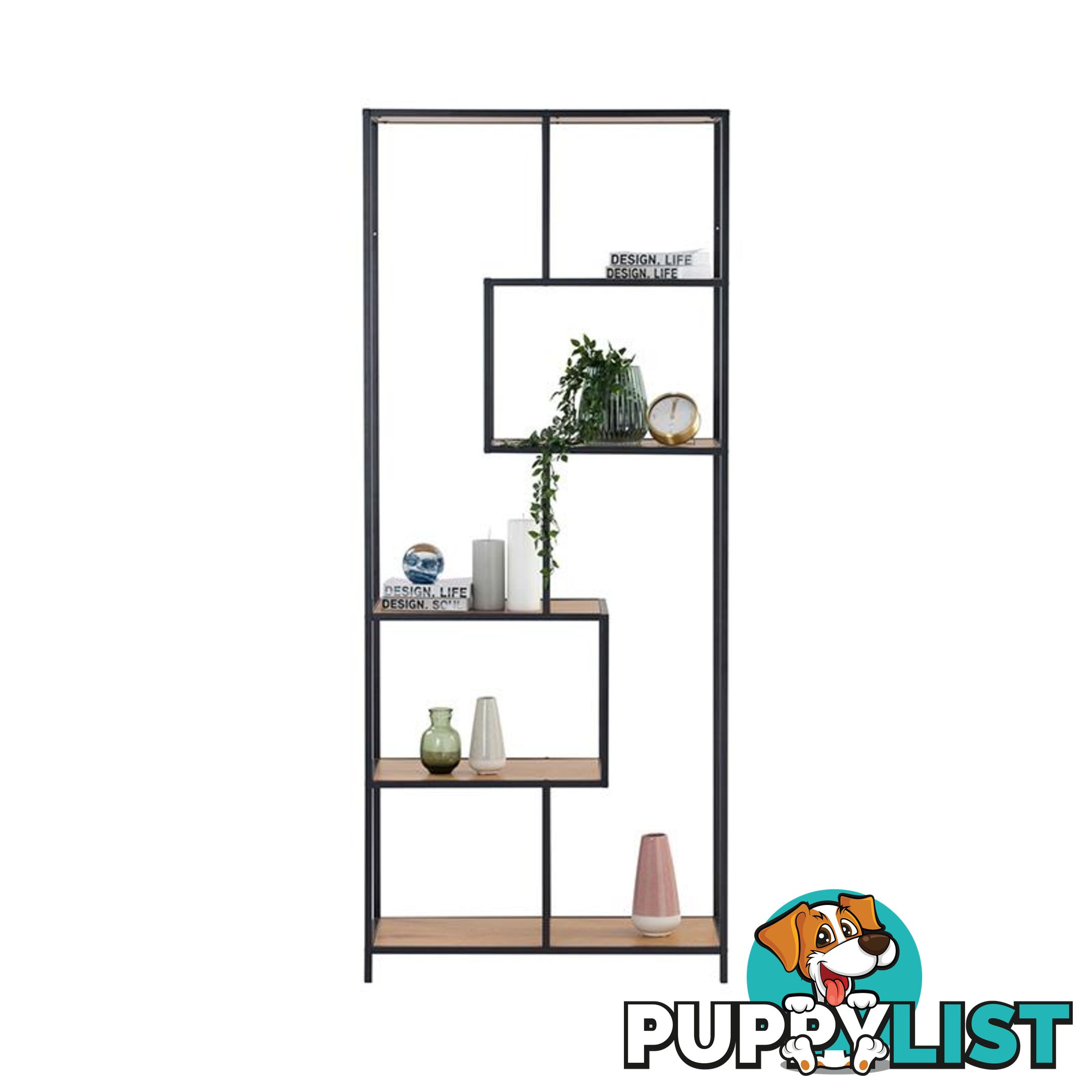 RUTHIN Bookcase - Black & Natural - 522007 - 9334719007410