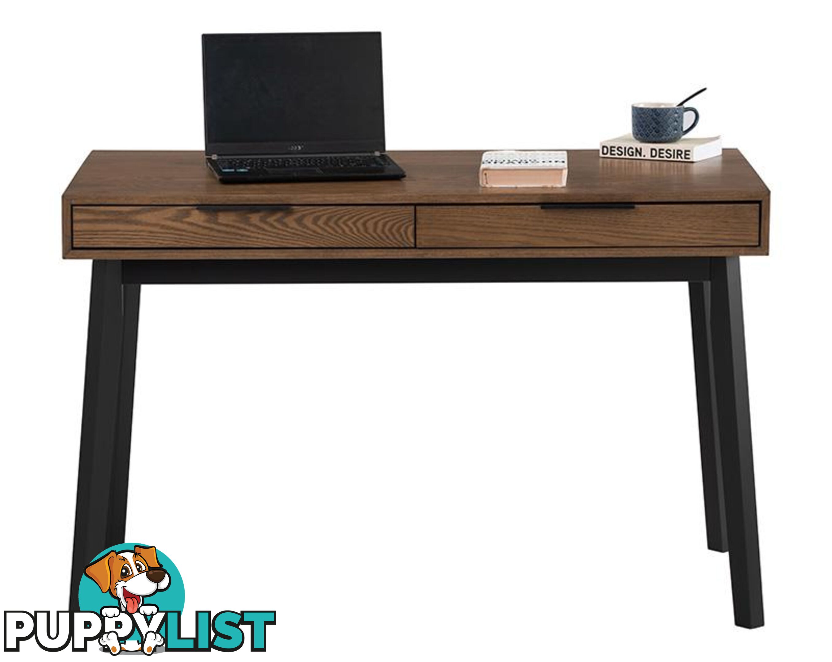 MALTON Study Desk 120cm - Black & Walnut - 124024 - 9334719000442