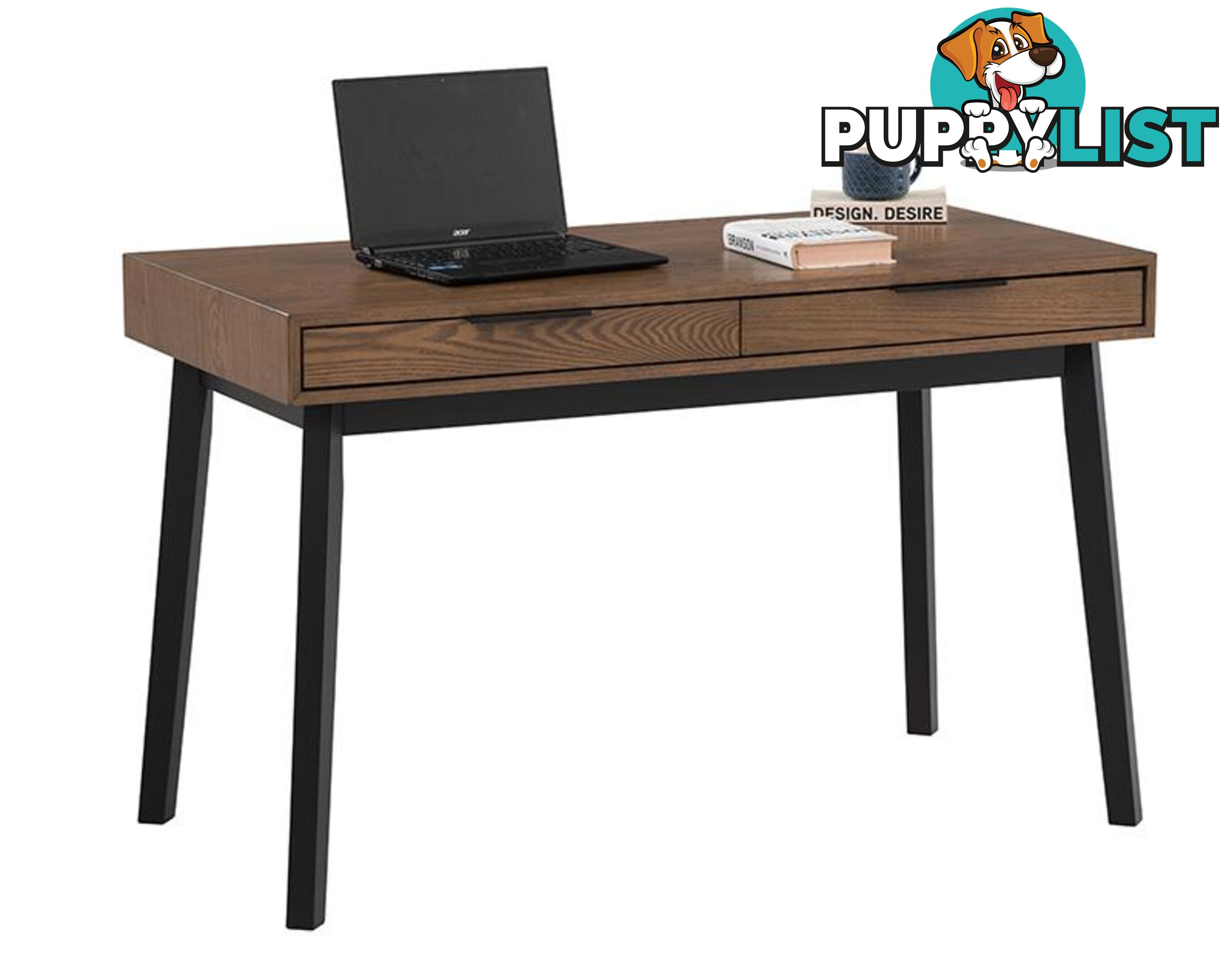 MALTON Study Desk 120cm - Black & Walnut - 124024 - 9334719000442