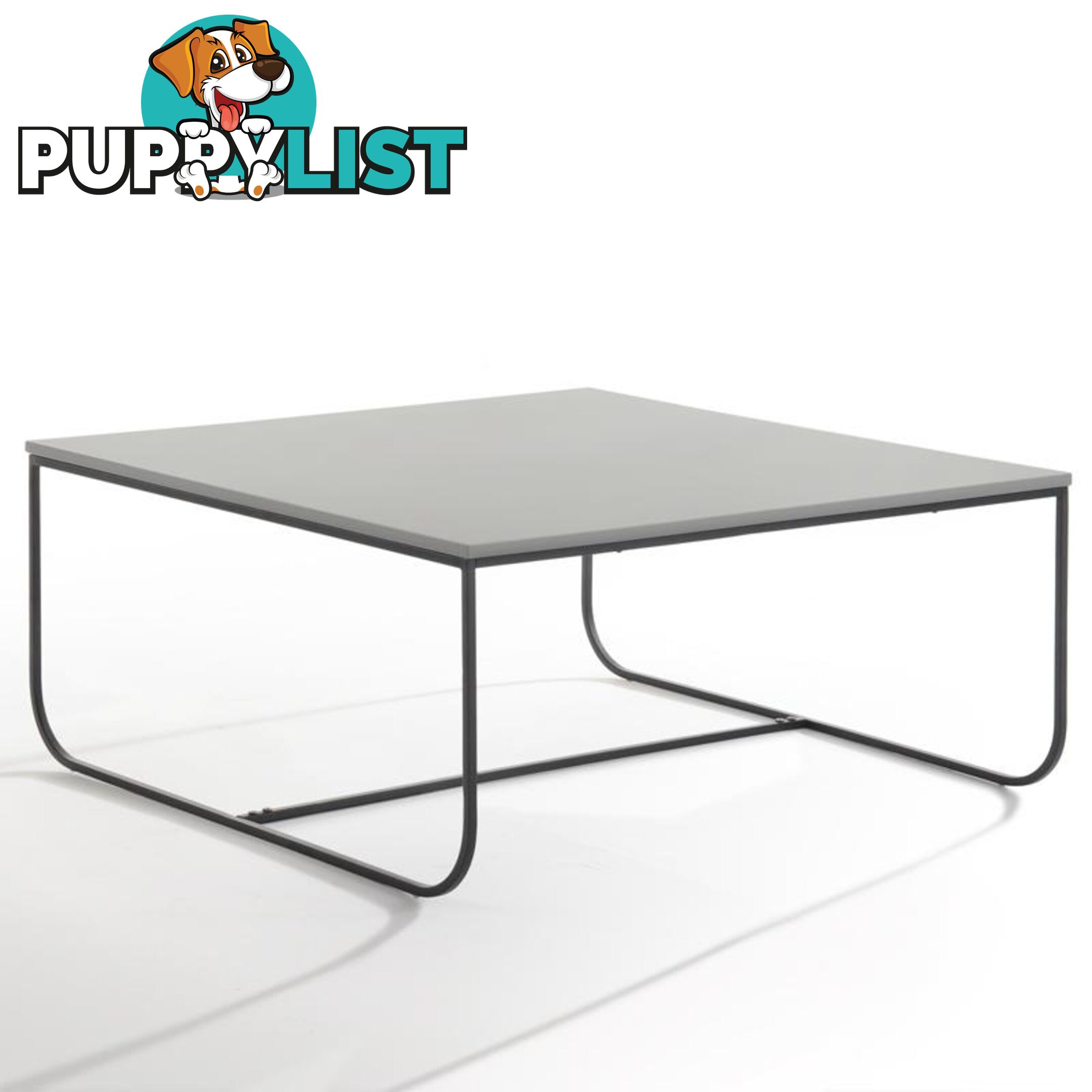 MARIT Coffee Table - 90cm - Grey + Black Metal - MI-T1139-CT - 9334719006680