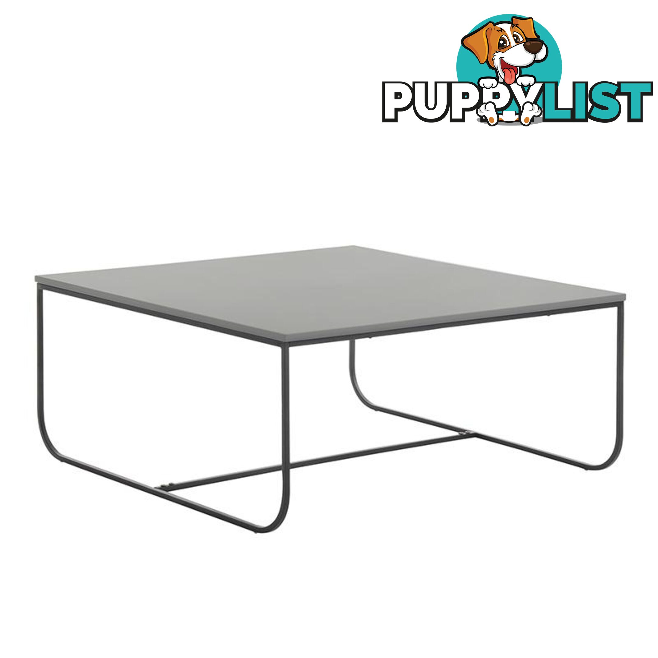 MARIT Coffee Table - 90cm - Grey + Black Metal - MI-T1139-CT - 9334719006680