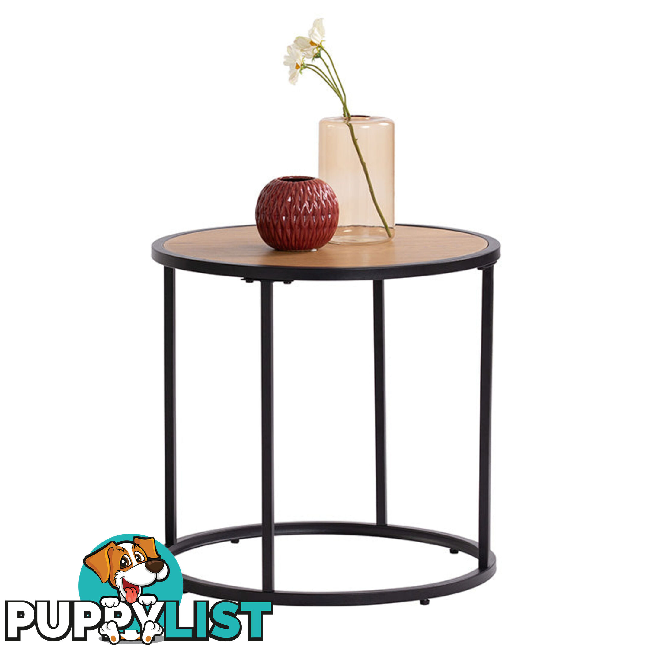 BRADFORD Side Table 45cm - Natural & Black - 131066 - 9334719000497