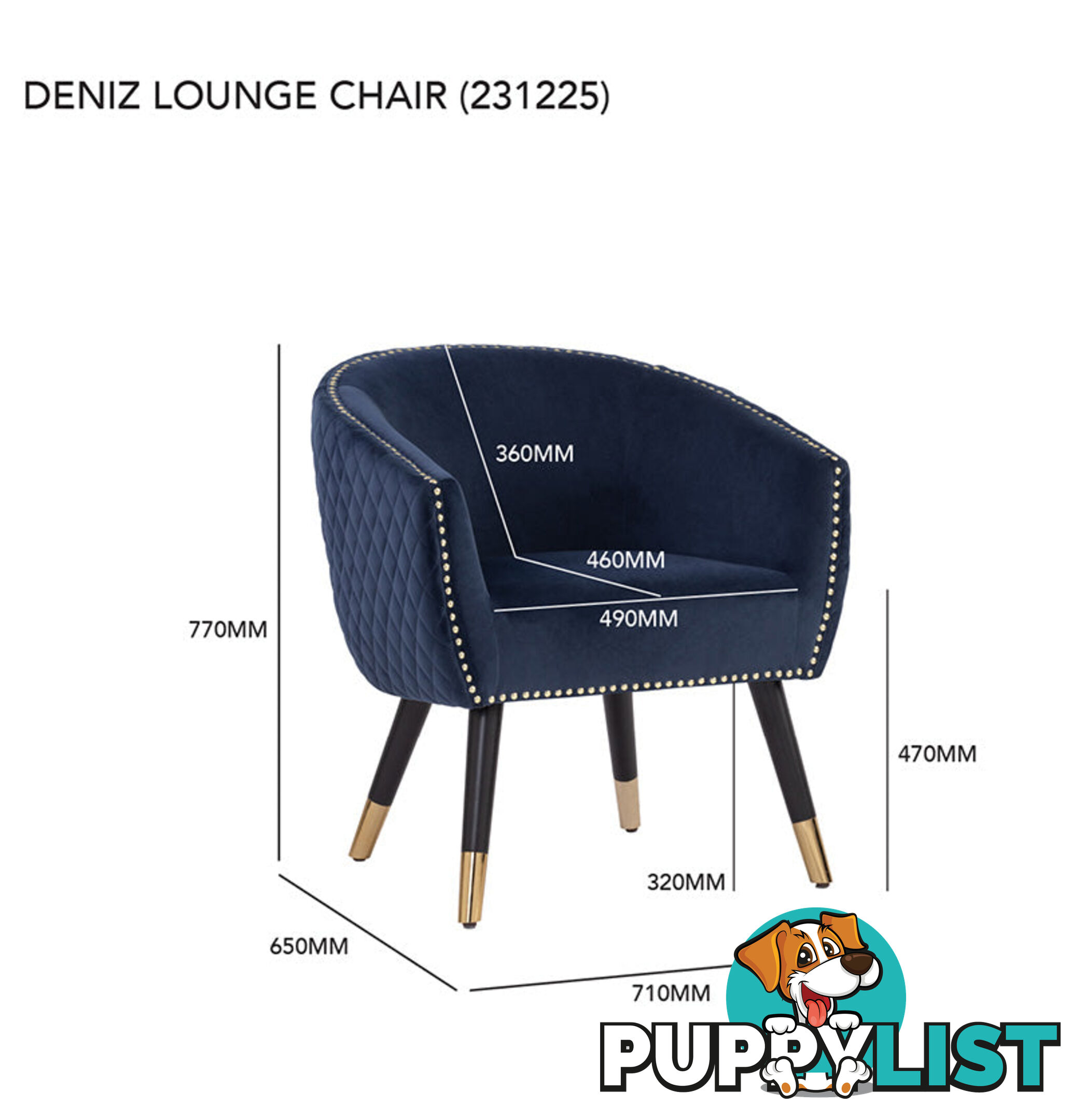 DENIZ Lounge Chair - Navy - 231225 - 9334719001036