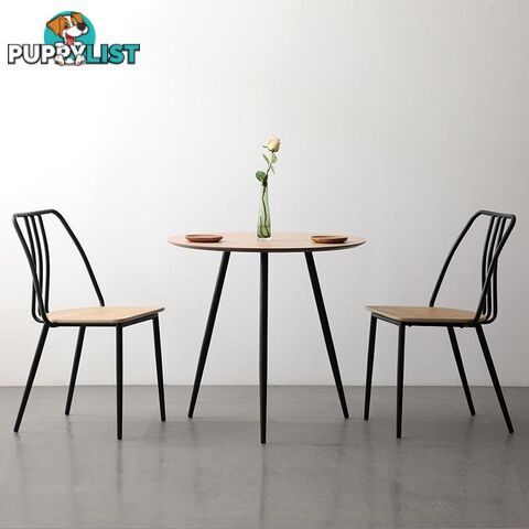 GINNY Round Dining Table 80cm - Natural & Black - BB-T001-80 - 9334719011080