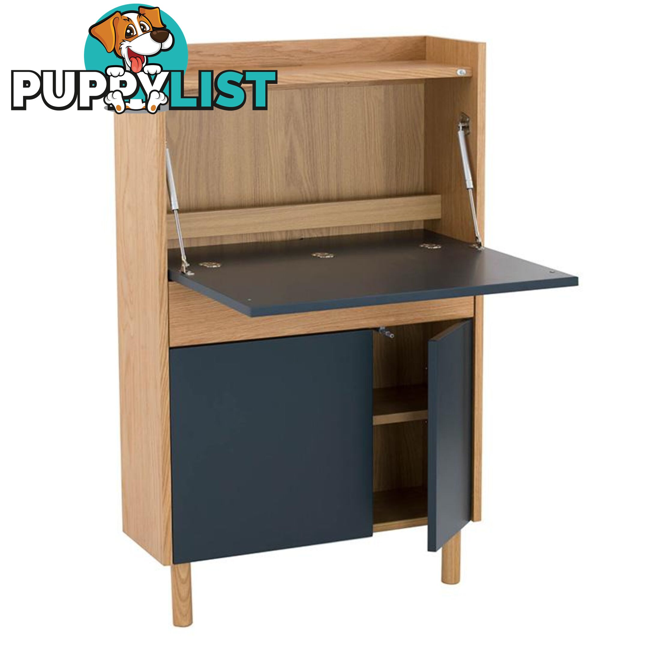 BARTON Study Desk 71cm - Blue & Natural - 122005 - 9334719000282