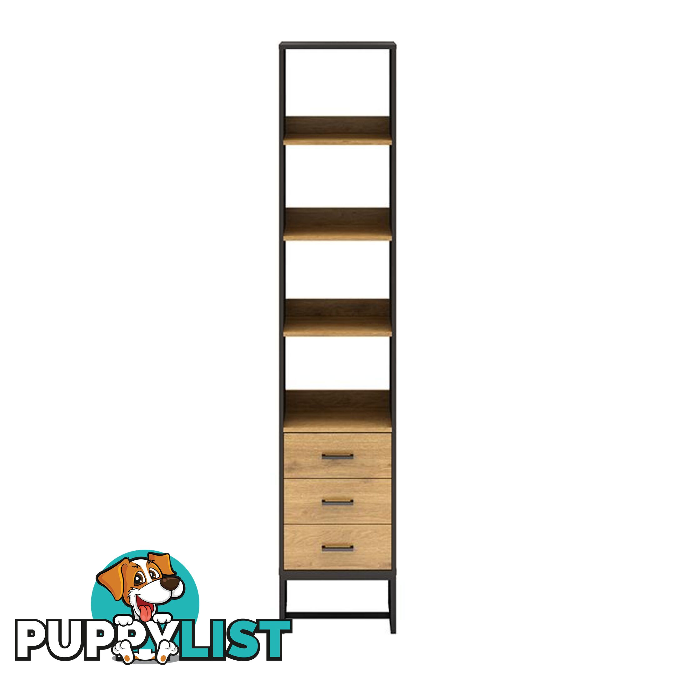 AMSTER Bookshelf Display Wall Unit 40cm - Natural & Black - AS-AMSTERBS01 - 9334719010809