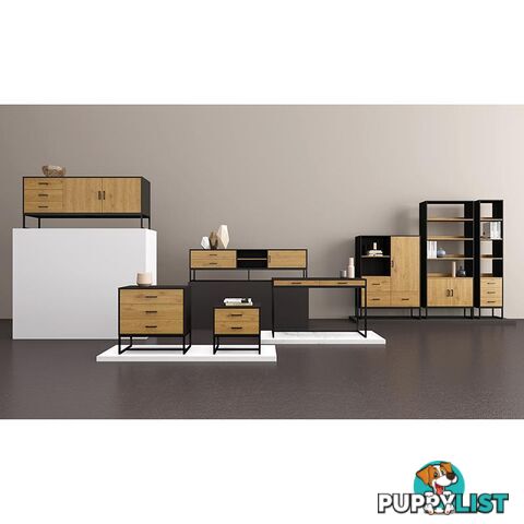 AMSTER Bookshelf Display Wall Unit 40cm - Natural & Black - AS-AMSTERBS01 - 9334719010809