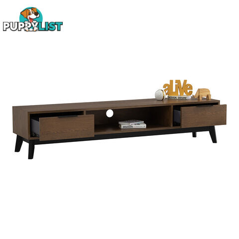 MALTON Entertainment TV Unit 180cm - Walnut & Black - 336028 - 9334719012292