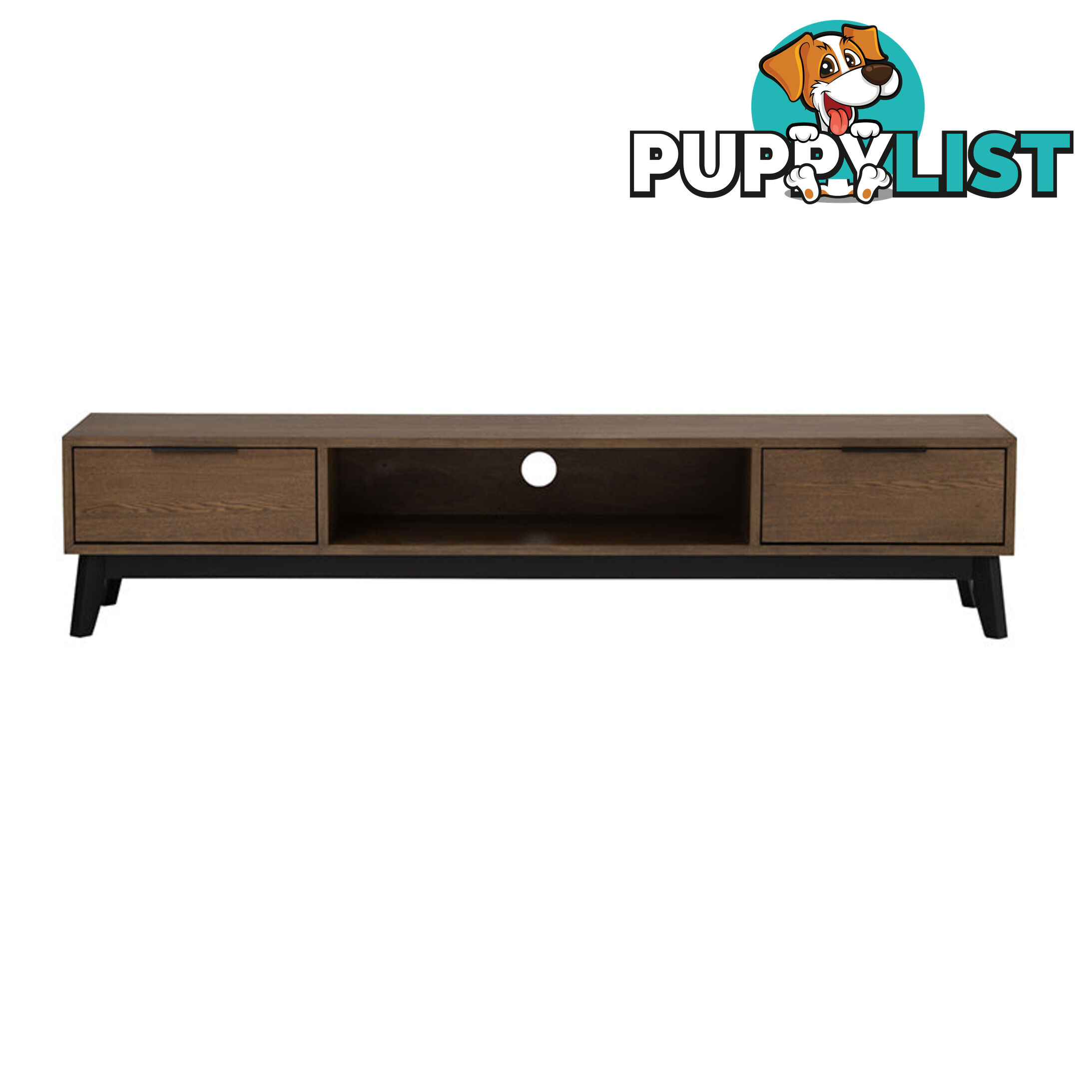 MALTON Entertainment TV Unit 180cm - Walnut & Black - 336028 - 9334719012292