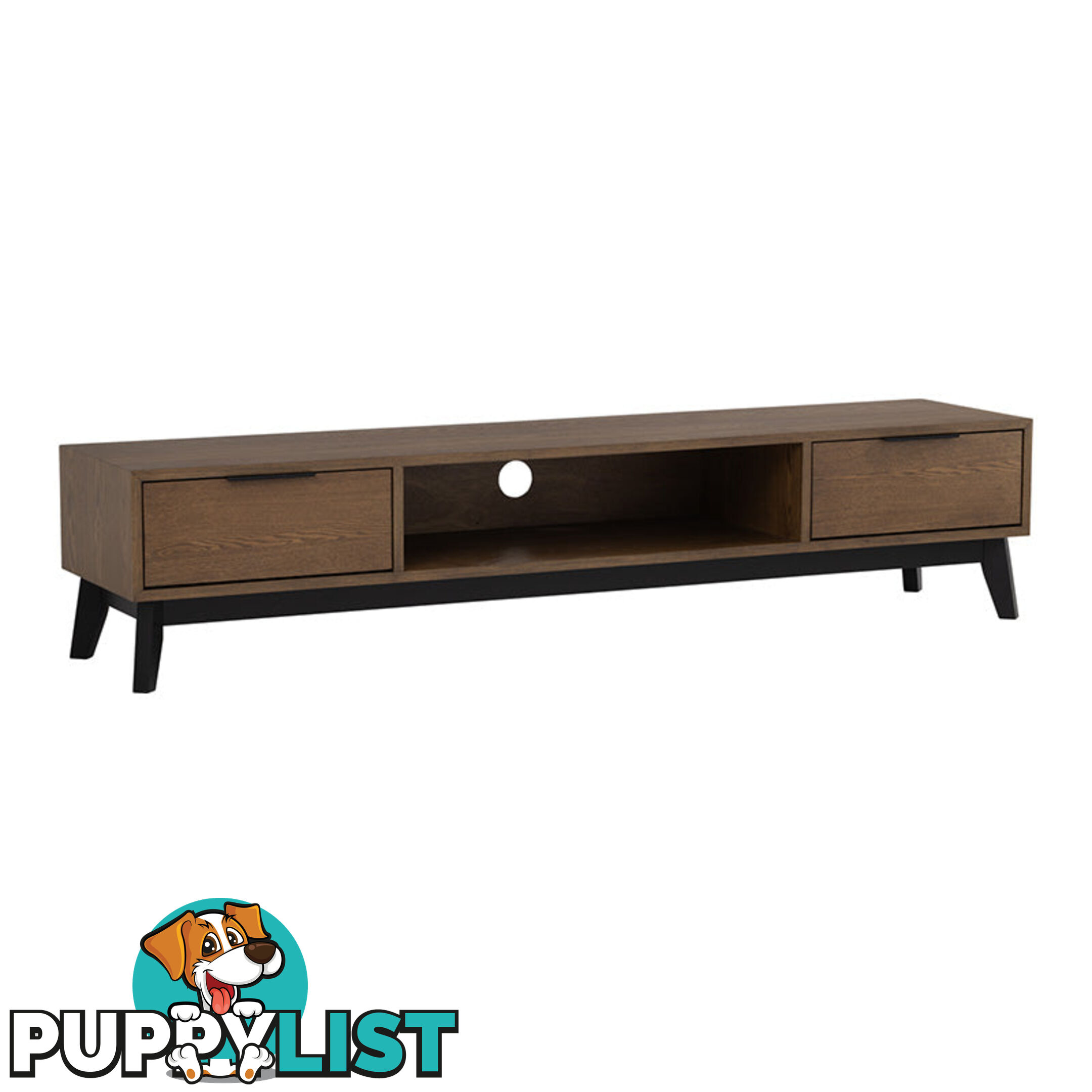 MALTON Entertainment TV Unit 180cm - Walnut & Black - 336028 - 9334719012292