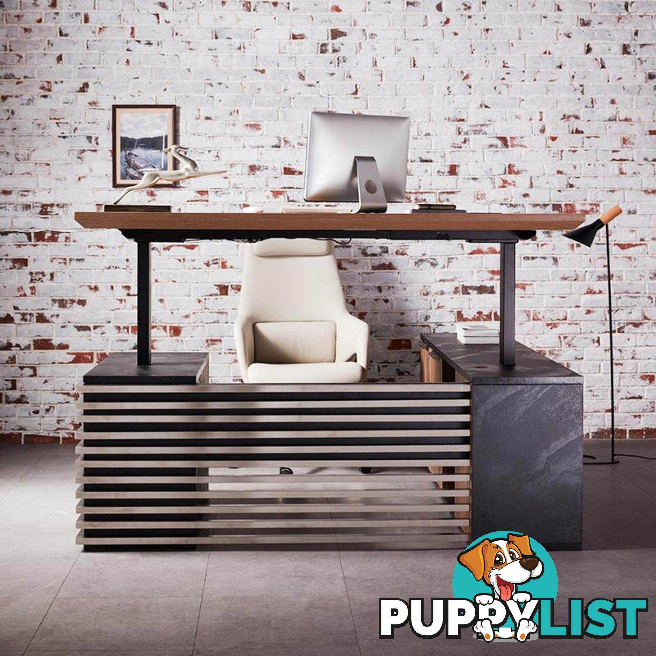 PHOENIX Sit & Stand Electric Lift Executive Desk with Left Return 1.8M - Warm Oak & Black - WF-N1801-SU-LEFT - 9334719011561