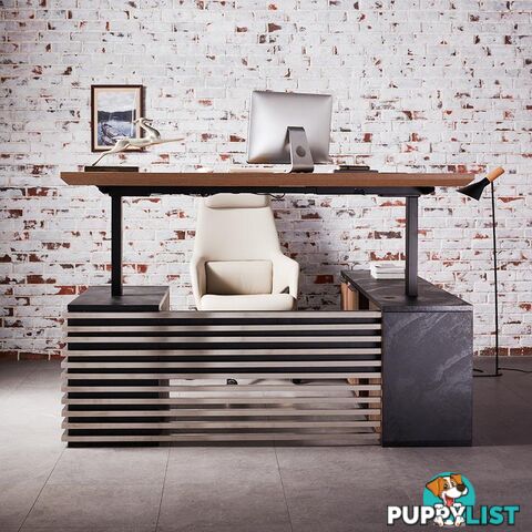 PHOENIX Sit & Stand Electric Lift Executive Desk with Left Return 1.8M - Warm Oak & Black - WF-N1801-SU-LEFT - 9334719011561