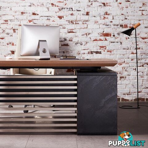 PHOENIX Sit & Stand Electric Lift Executive Desk with Left Return 1.8M - Warm Oak & Black - WF-N1801-SU-LEFT - 9334719011561