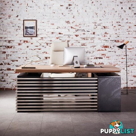 PHOENIX Sit & Stand Electric Lift Executive Desk with Left Return 1.8M - Warm Oak & Black - WF-N1801-SU-LEFT - 9334719011561