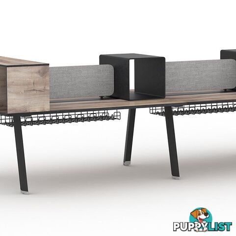 ARTO 6 Person Workstation Double Sided 5.0M - Warm Oak & Black - WF-NW017A - 9334719004600